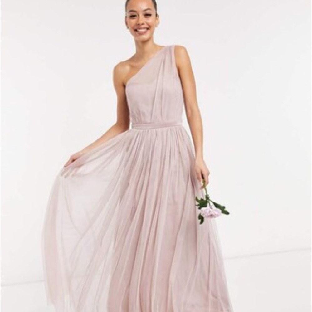 Elegant One-Shoulder Pink Dress